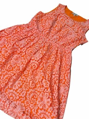 MADEWELL Sleeveless Orange Floral Lace Dress